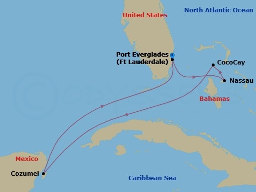 6 Night Perfect Day Cococay & West Carib Route Map