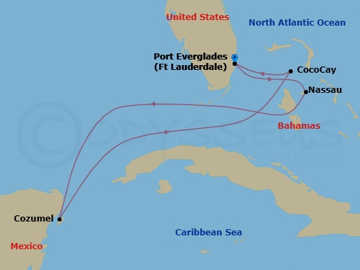 6 Night Perfect Day Cococay & West Carib Route Map
