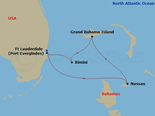 4 Night Bahamas Getaway Cruise Route Map