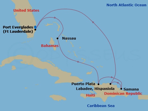 7 Night Eastern Caribbean Cruise Route Map