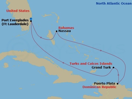 6 Night Eastern Caribbean Cruise Route Map