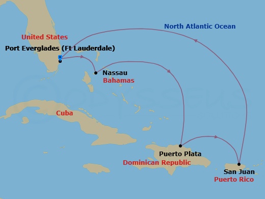 7 Night Eastern Caribbean Holiday Route Map