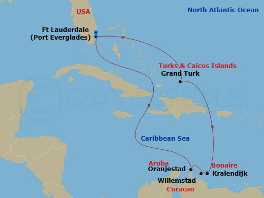 Southern Caribbean With Abc Islands Holiday Route Map