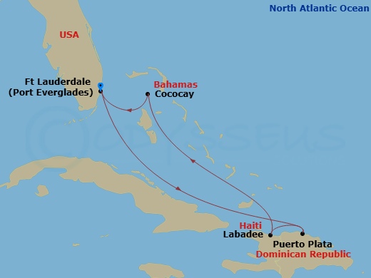 6 Night Perfect Day Cococay & East Carib Route Map