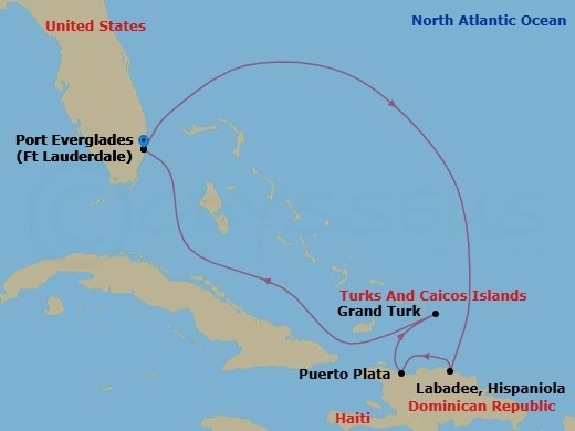 6 Night Eastern Caribbean Cruise Route Map