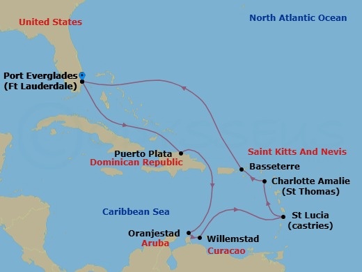 12 Night Ultimate Southern Caribbean Route Map