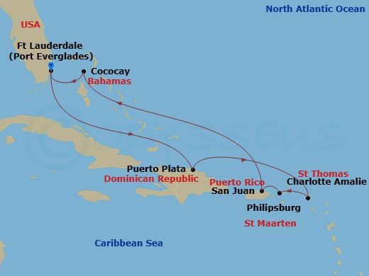 9 Night Perfect Day Cococay Holiday Route Map