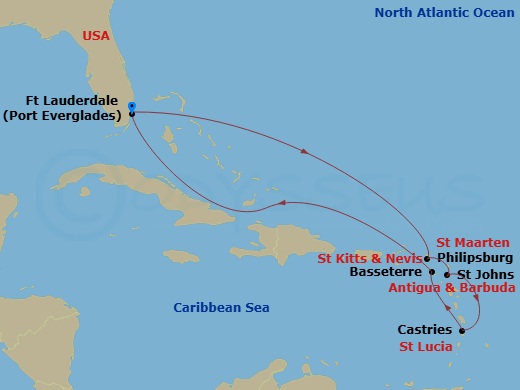 9 Night Best Of Southern Caribbean Route Map