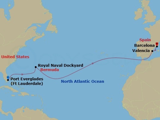 Fort Lauderdale To Barcelona Route Map
