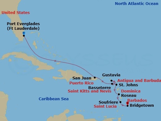 Fort Lauderdale To Bridgetown Route Map