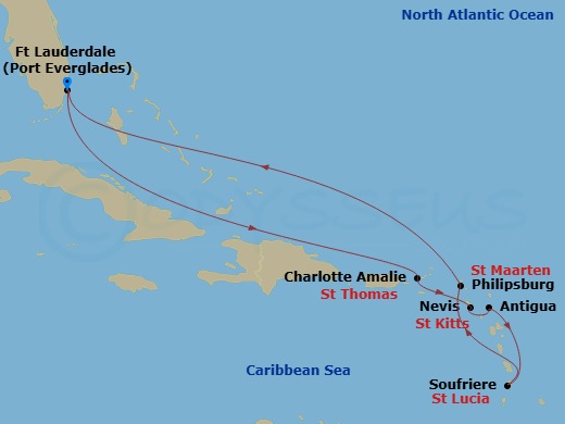 Southern Caribbean With St. Lucia Route Map