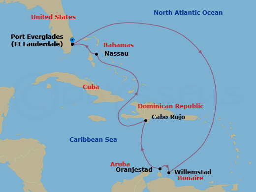 8 Night Southern Caribbean Cruise Route Map
