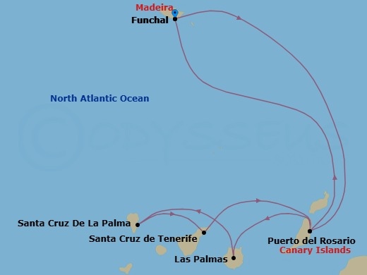 Canary Islands And Madeira, 8 Nights Route Map