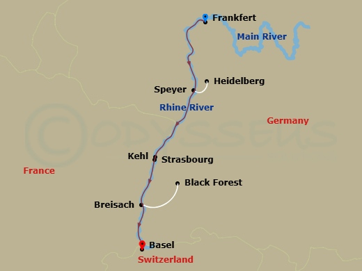 Christmastime In Alsace & Germany (Southbound) Route Map