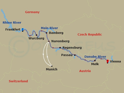 Christmastime From Frankfurt To Vienna Route Map