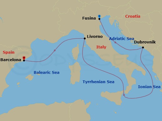 Moonlight Over The Mediterranean Route Map