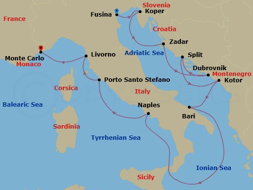 Fusina To Monte Carlo Route Map