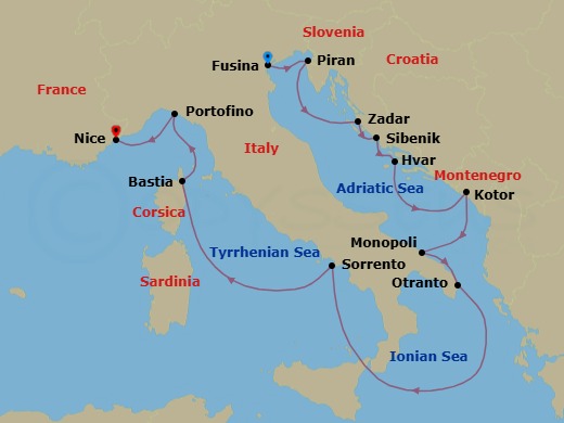 Fusina To Nice Route Map