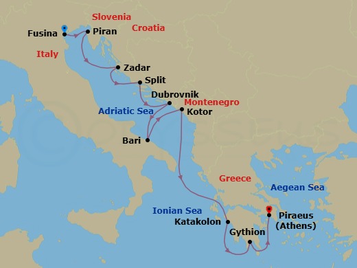 Fusina To Athens Route Map