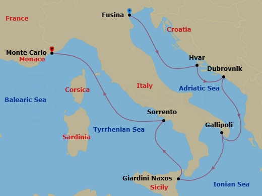 Fusina To Monte Carlo Route Map