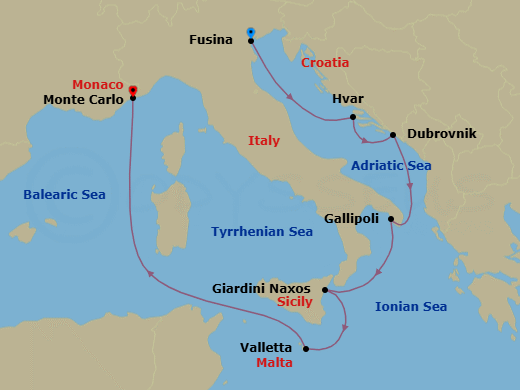 Fusina To Monte Carlo Route Map