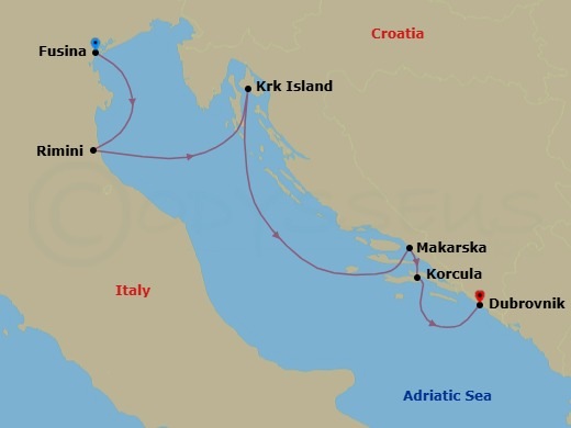 Italy To Croatia: Along The Adriatic Coast Route Map