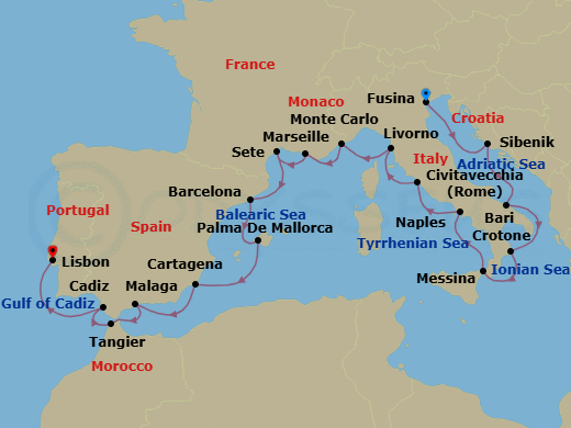 Adriatic & Mediterranean Discovery Route Map