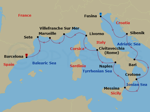 Mediterranean & Italian Sojourn Route Map
