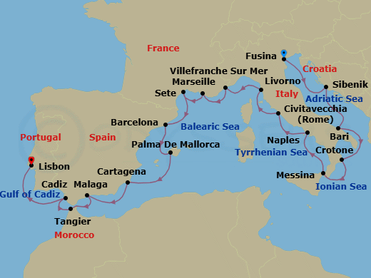 Adriatic & Mediterranean Discovery Route Map