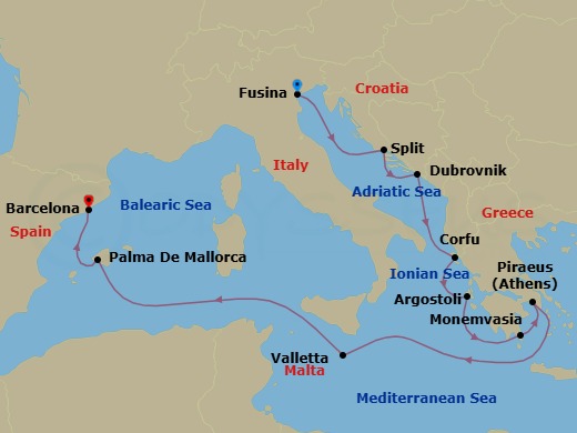 A Grecian Summer Route Map