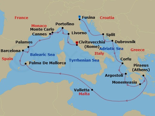 Mediterranean Reverie Route Map