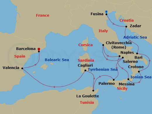 Italy, Africa & Iberia Discovery Route Map