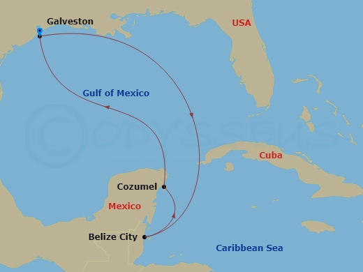 6-Day Western Caribbean Route Map