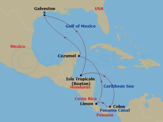 10-Day Caribbean & Panama Route Map