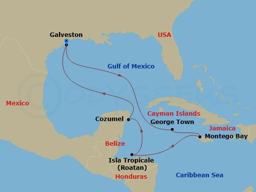10-Day Western Caribbean Route Map
