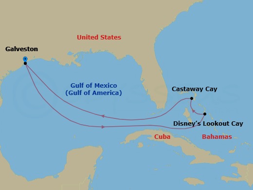 7-Night Bahamian Cruise From Galveston Route Map