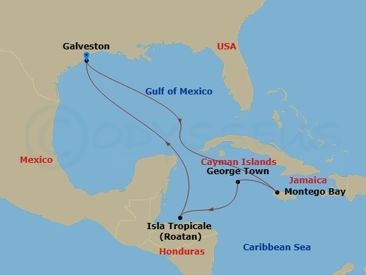 8-Day Western Caribbean Route Map