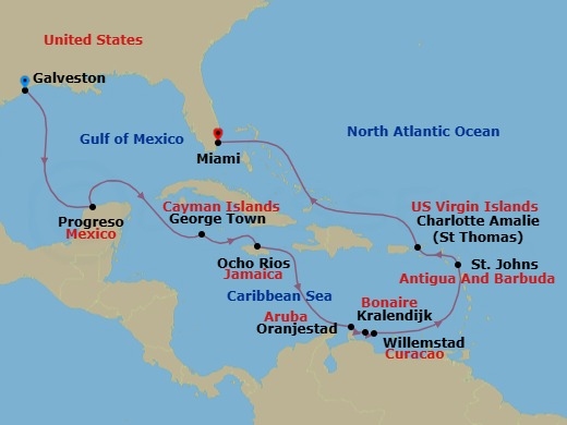 Caribbean Reverie Route Map
