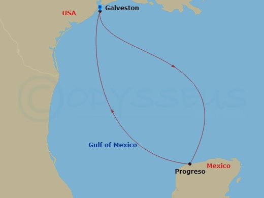 4-Night Western Caribbean Cruise From Galveston Route Map