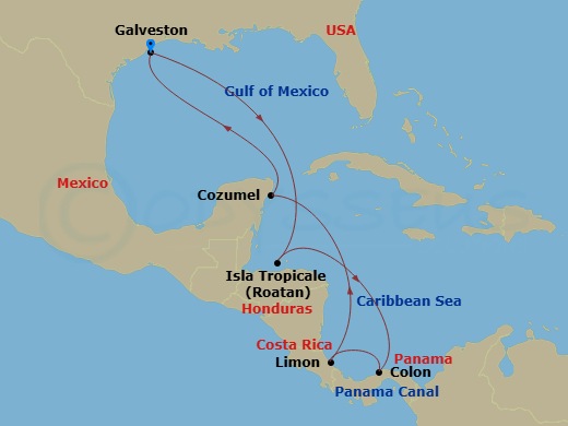 10-Day Caribbean & Panama Route Map
