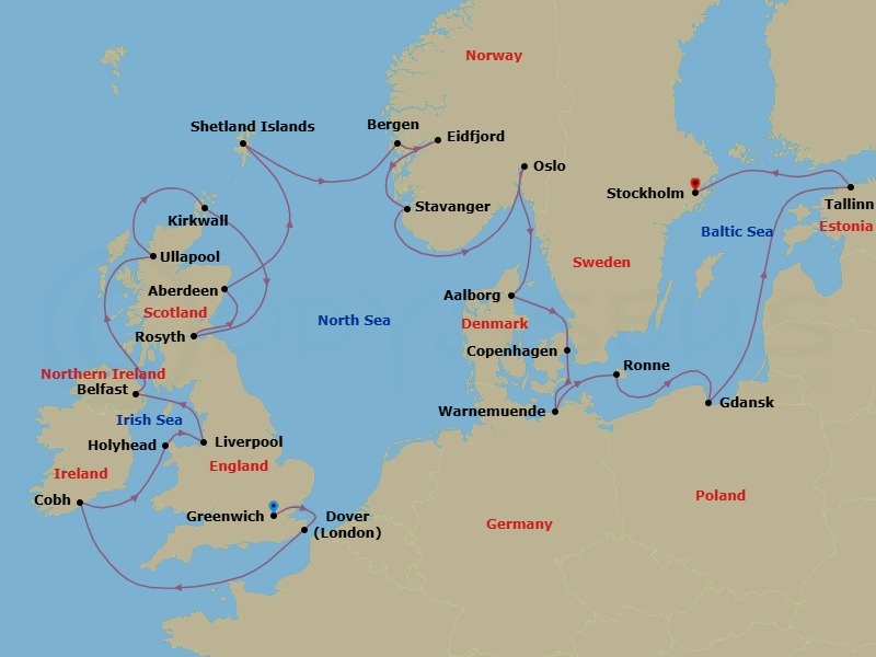 Scandinavia & The British Isles Route Map