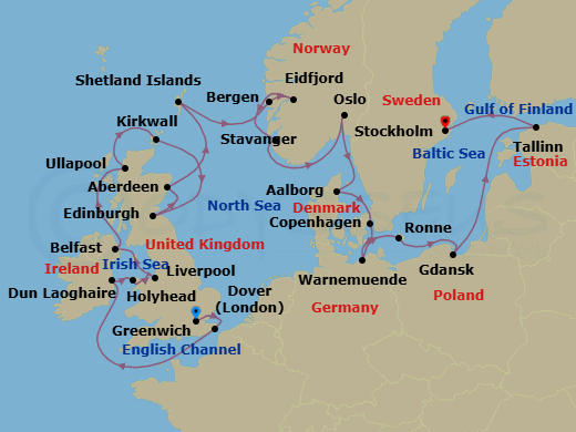 Scandinavia & The British Isles Route Map