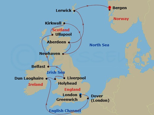 British Isles Explorer Route Map