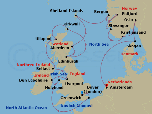 British Isles & Viking Shores Route Map