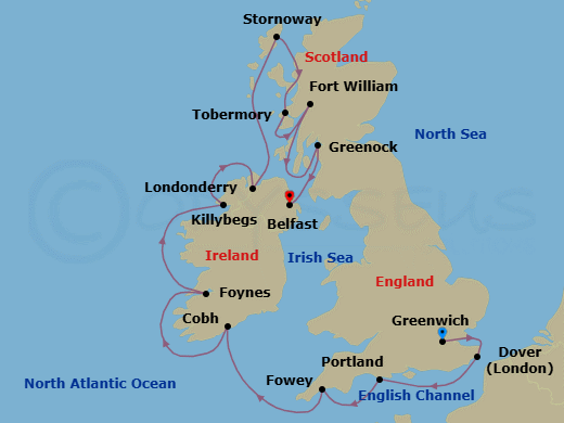 British Isles & Ireland Route Map