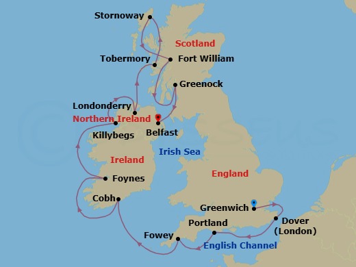 British Isles & Ireland Route Map