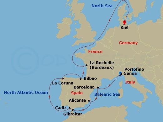 Northern Europe, 12 Nights Route Map