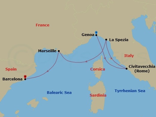 MSC Grand Voyages, 4 Nights Route Map
