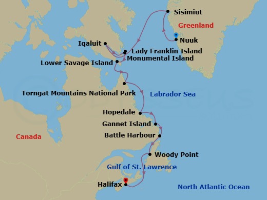 Nuuk To Halifax Route Map