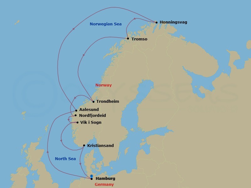 Northern Europe, 12 Nights Route Map
